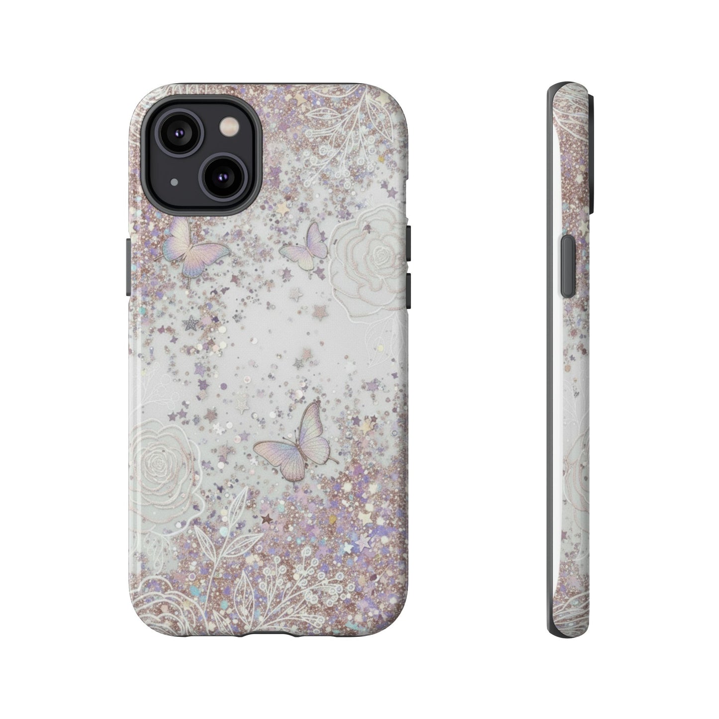 Butterfly Glitter Tough Phone Case — Floral Sparkle Protective Case