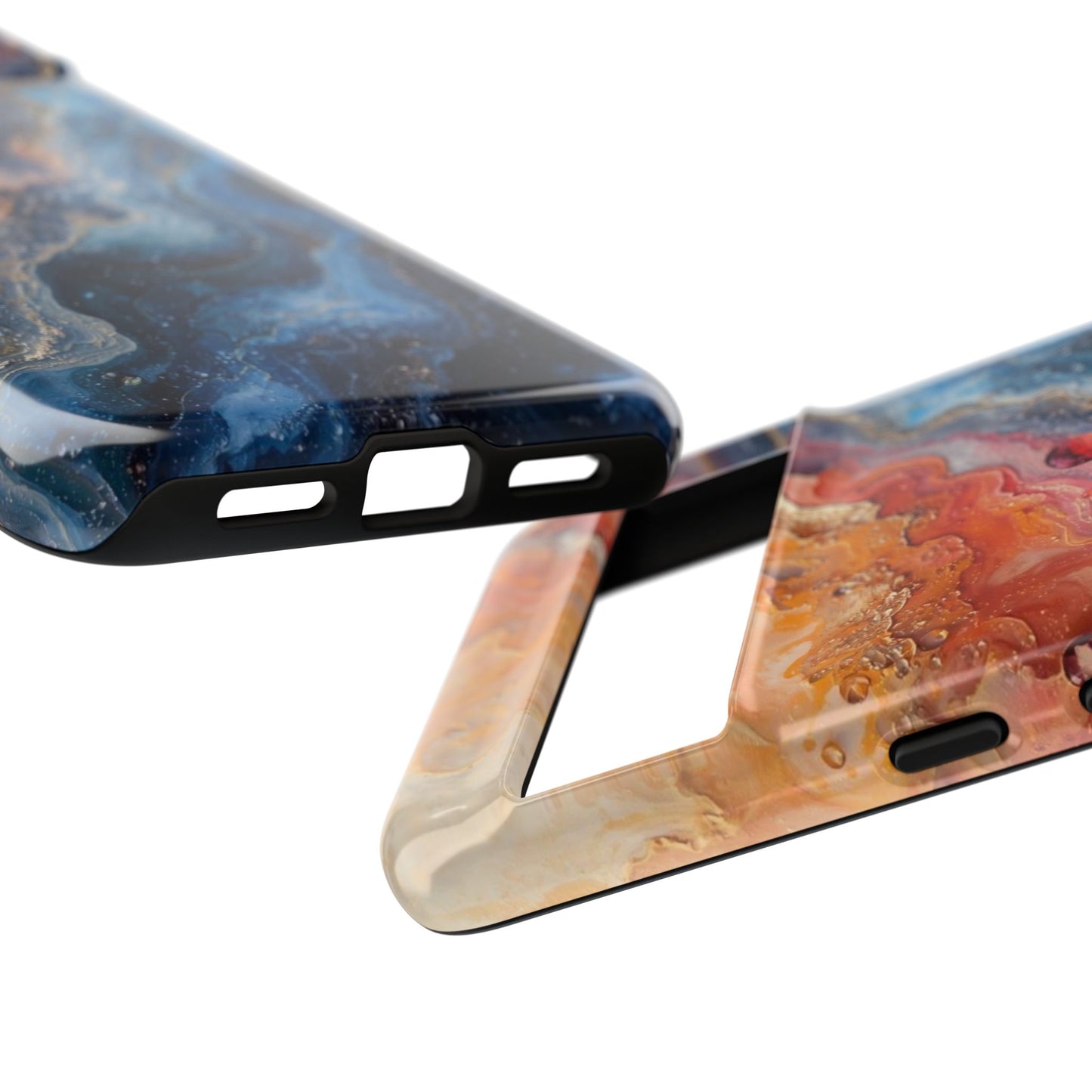 Marbled Galaxy Tough Phone Case — Abstract Blue & Coral Protective Cover