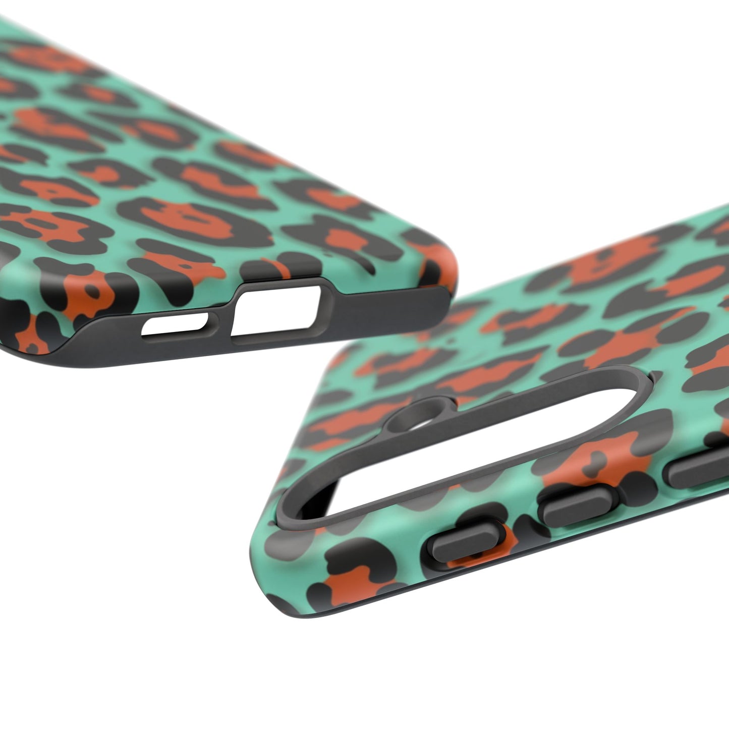 Teal & Rust Leopard Phone Case — Tough Protective Animal Print