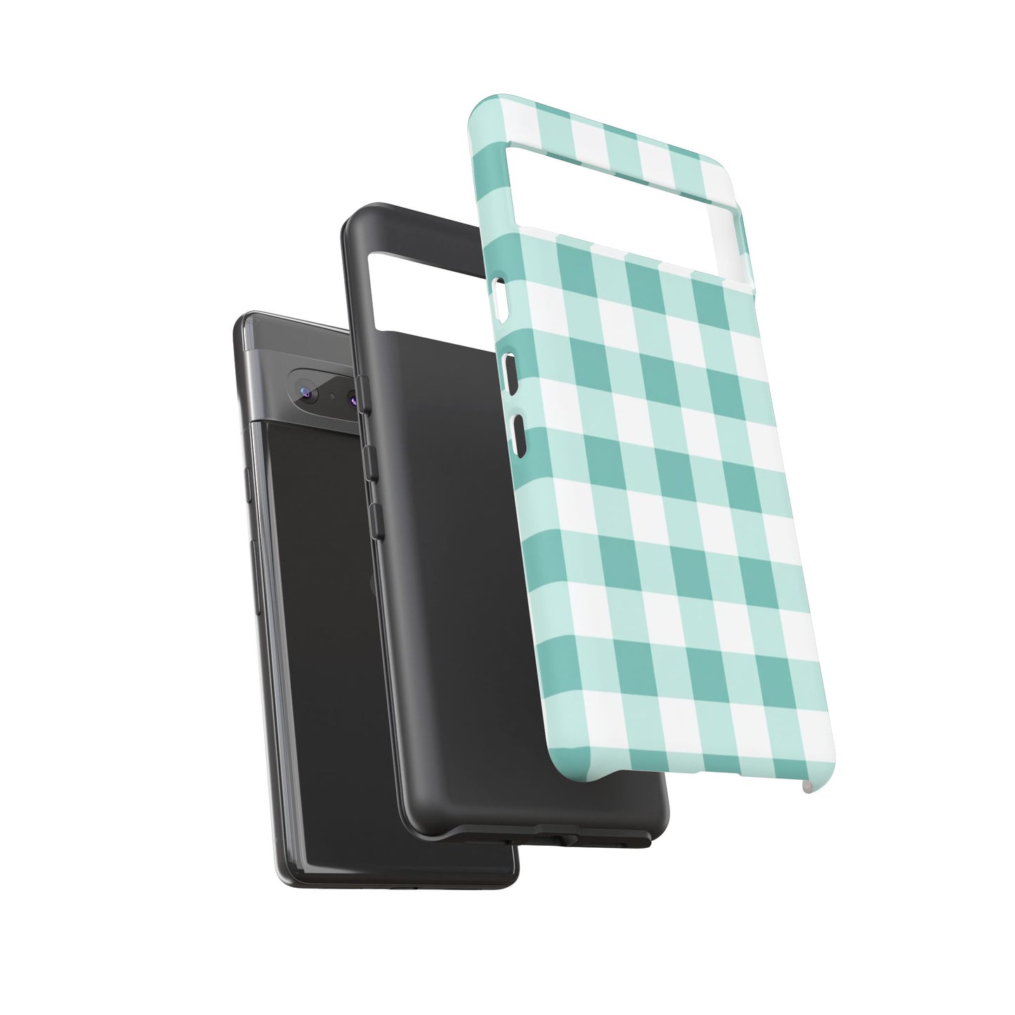 Mint Green Buffalo Check Tough Phone Case — Durable Plaid Protective Cover