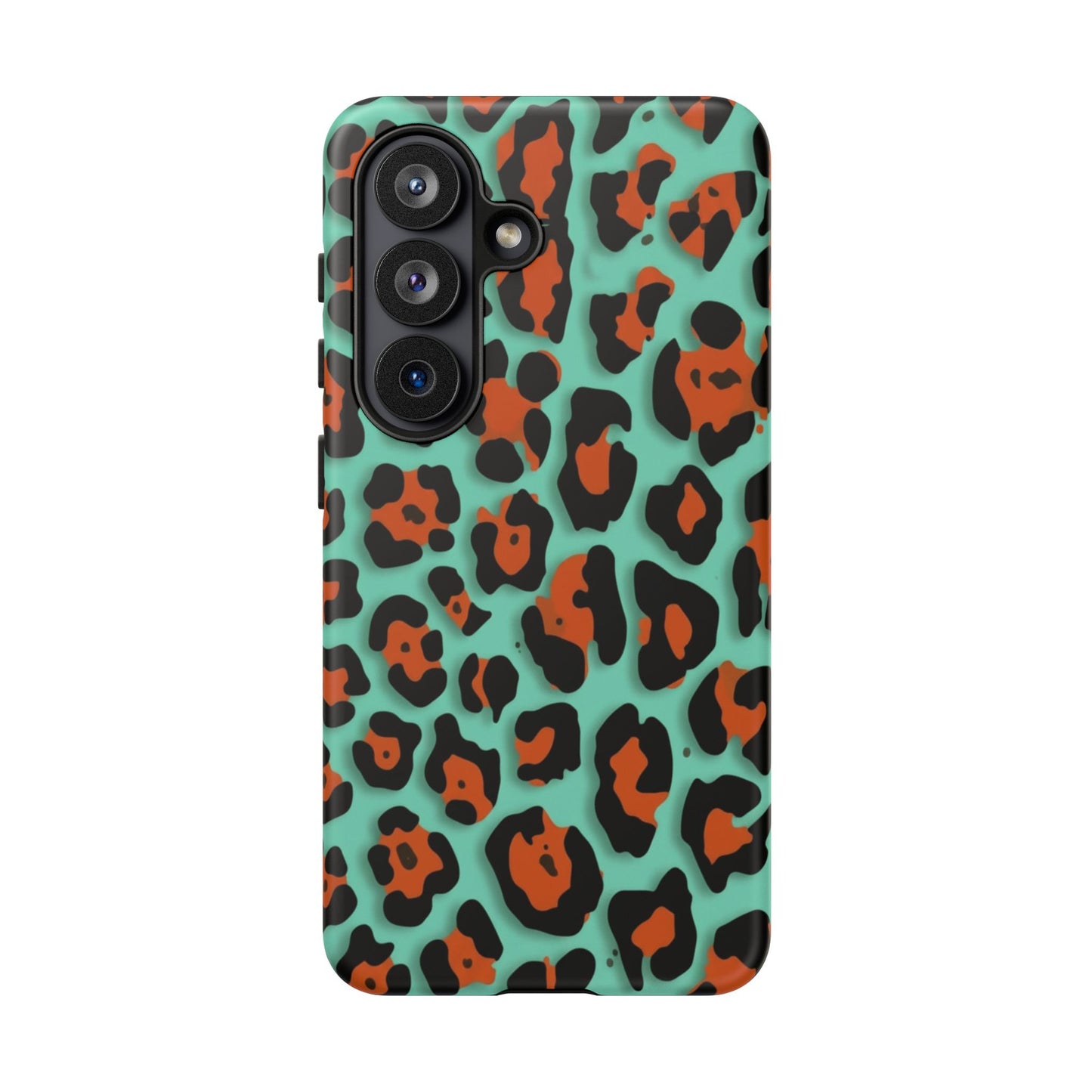 Teal & Rust Leopard Phone Case — Tough Protective Animal Print