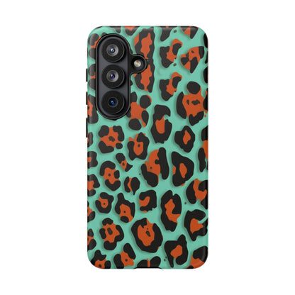 Teal & Rust Leopard Phone Case — Tough Protective Animal Print