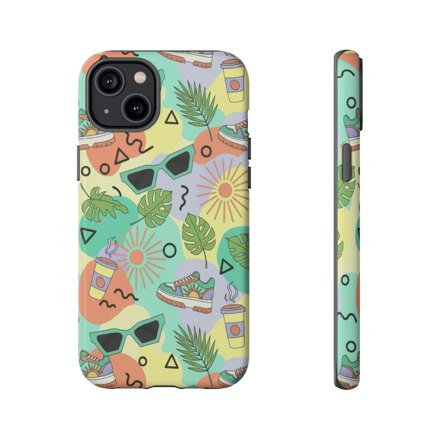 Tropical Summer Phone Case — Retro Sunglasses, Sneakers & Palm Pattern