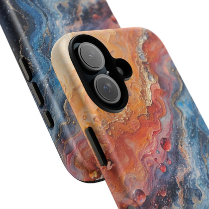 Marbled Galaxy Tough Phone Case — Abstract Blue & Coral Protective Cover