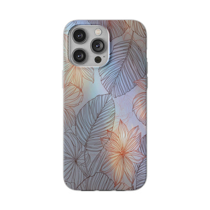 Floral Holographic Phone Case — Iridescent Leaves & Flowers Flexi Case