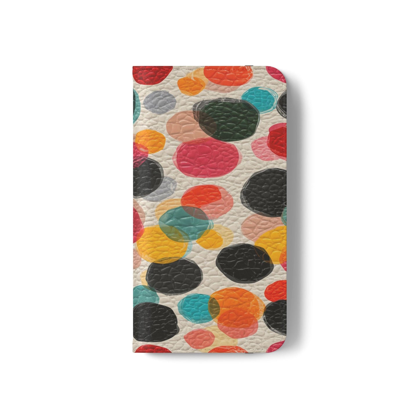 Colorful Confetti Dot Flip Phone Case — Retro Polka Wallet Cover