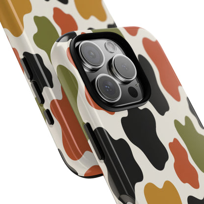 Camouflage Pattern Tough Phone Case – Retro Olive, Rust & Mustard Protective Cover
