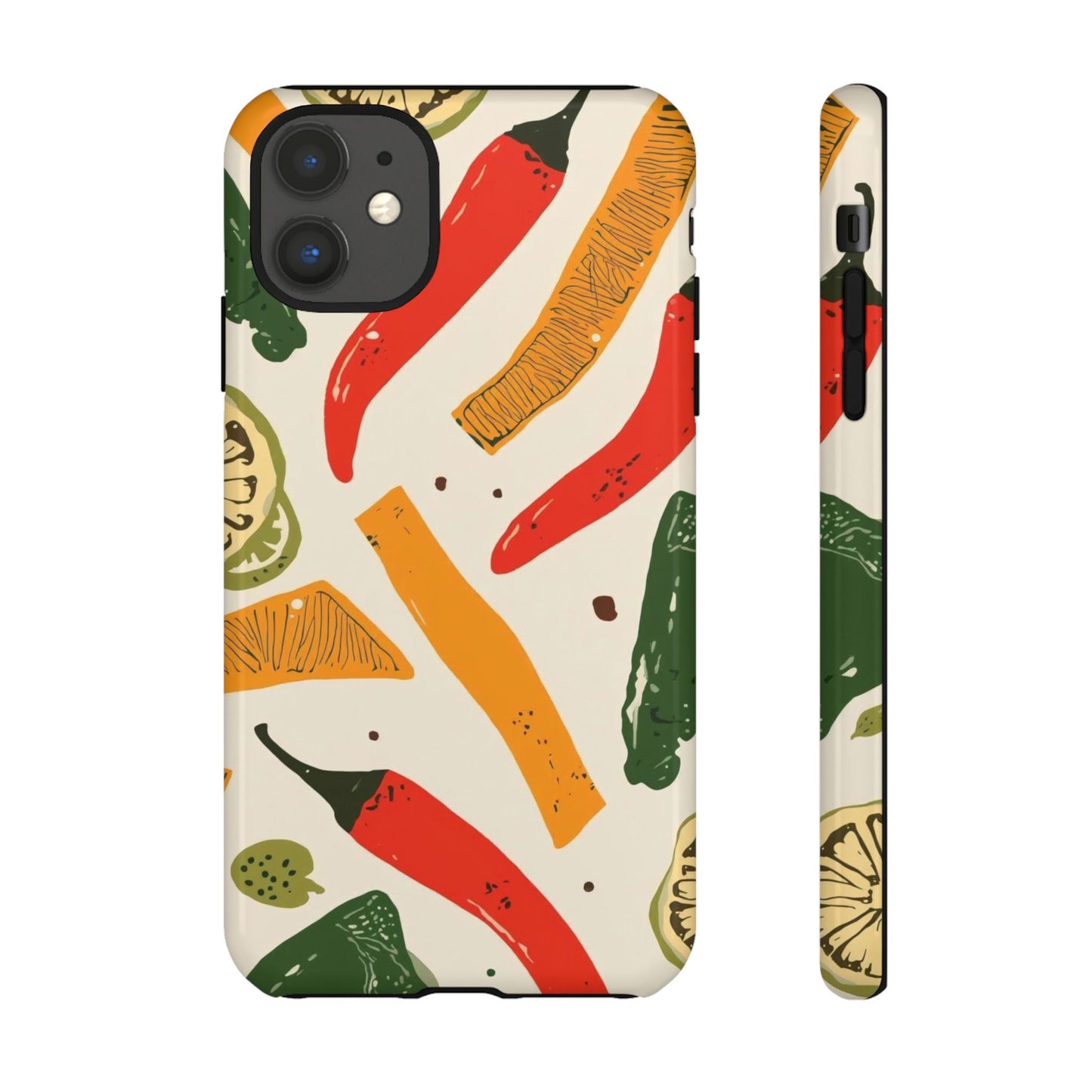 Spicy Peppers Phone Case – Colorful Chili, Lime & Citrus Pattern