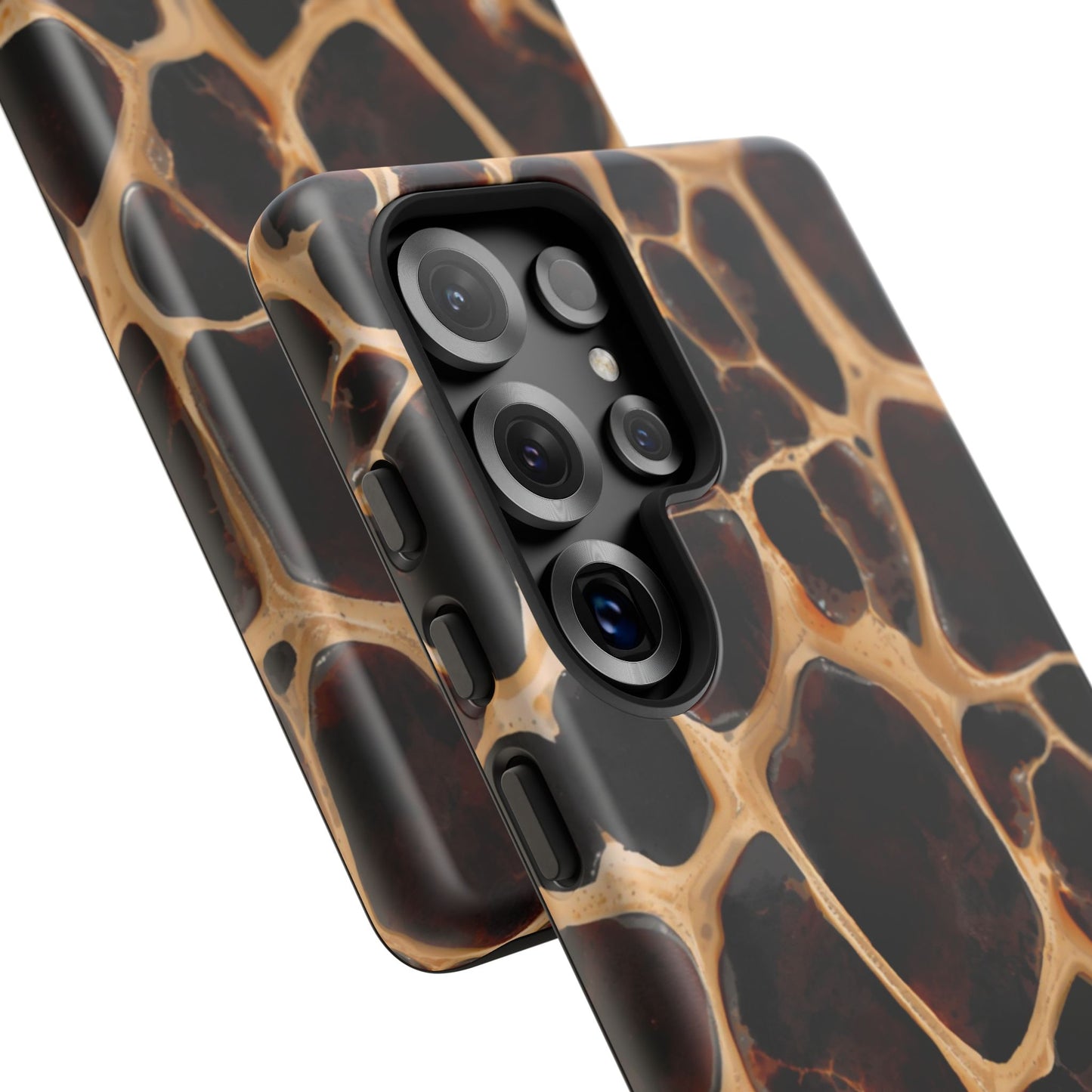 Phone Case — Brown Leather Dot Texture Rugged Protective Cover