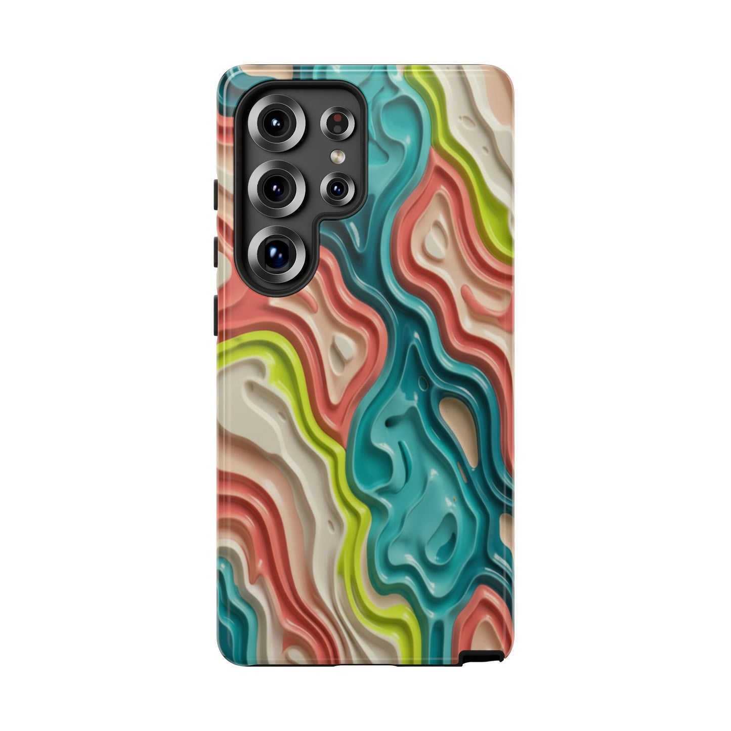 Abstract Contour Phone Case — Colorful Topographic Pattern Tough Case