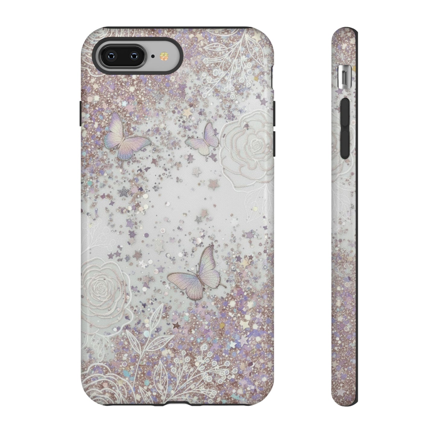 Butterfly Glitter Tough Phone Case — Floral Sparkle Protective Case
