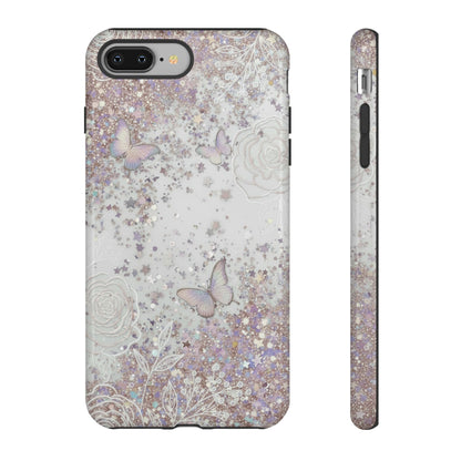 Butterfly Glitter Tough Phone Case — Floral Sparkle Protective Case