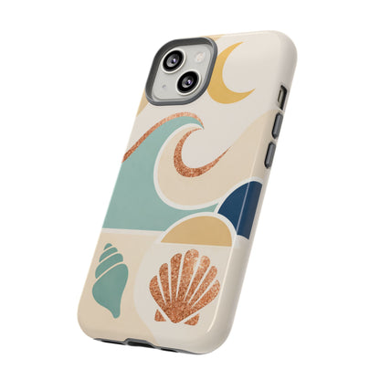 Sea Breeze Tough Phone Case — Retro Waves & Shells Design