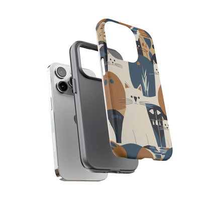 Cat Pattern Phone Case – Retro Abstract Cats Protective iPhone Cover