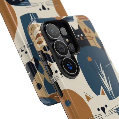 Cat Pattern Phone Case – Retro Abstract Cats Protective iPhone Cover
