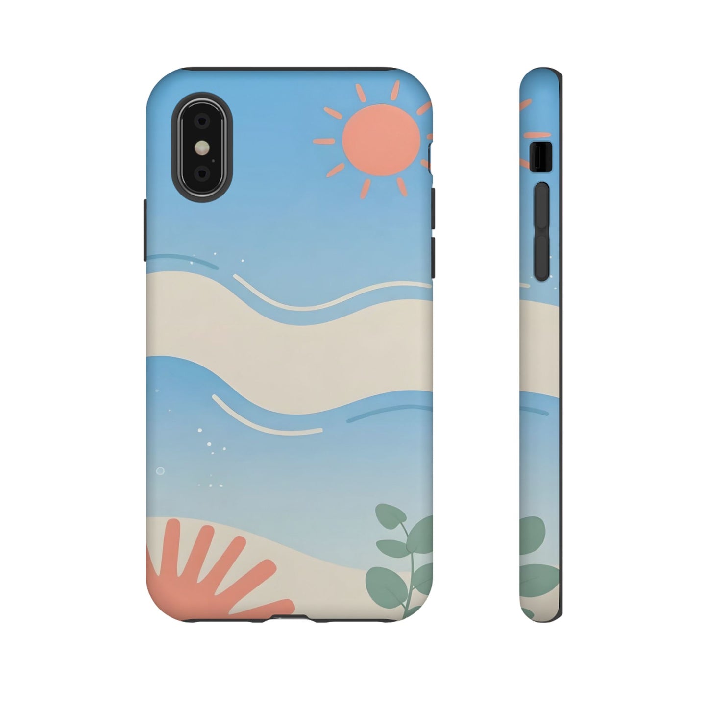 Beach Waves Tough Phone Case — Summer Sun & Seashell Protective Cover