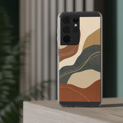 Abstract Earth Tone Phone Case — Boho Wavy Flexi Case