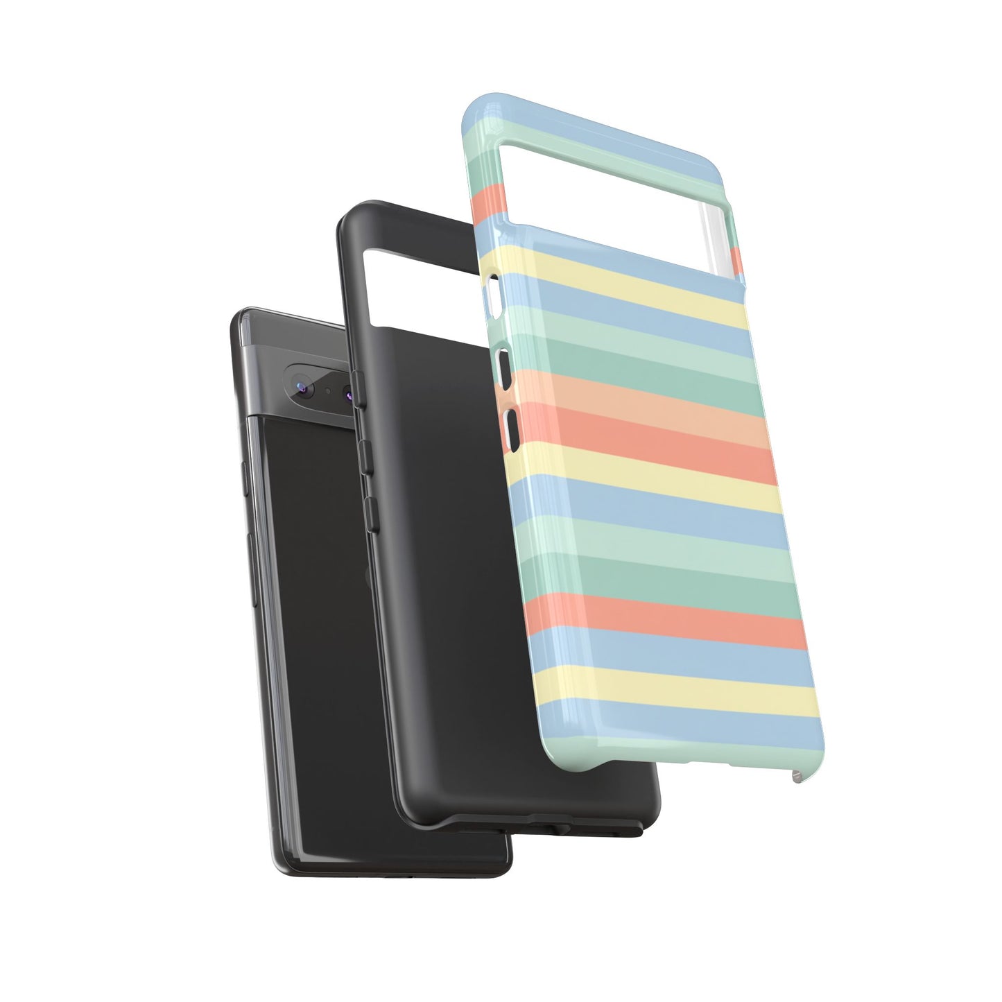 Pastel Striped Phone Case — Retro Horizontal Multi-Color Tough Case