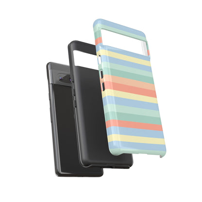 Pastel Striped Phone Case — Retro Horizontal Multi-Color Tough Case