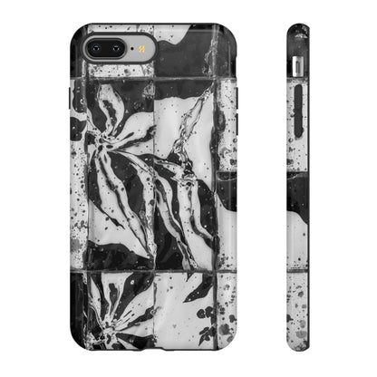 Monochrome Tile Floral Tough Phone Case