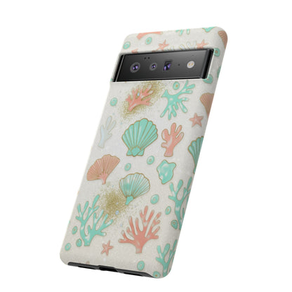 Seashell Coral Phone Case — Pastel Beach Shells Protective Tough Case