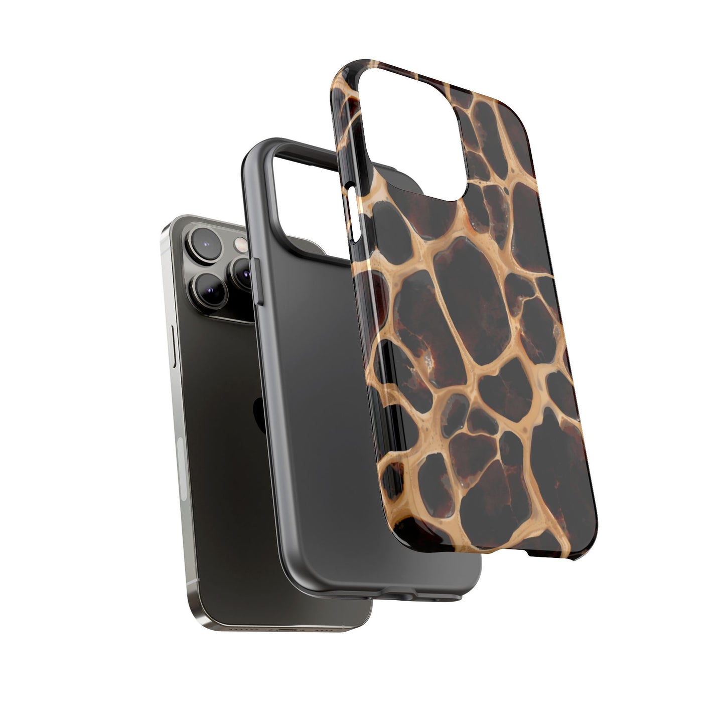 Phone Case — Brown Leather Dot Texture Rugged Protective Cover