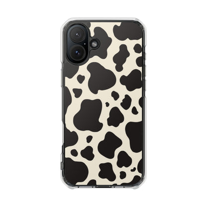 Cow Print Clear Magnetic Phone Case — Impact-Resistant iPhone Cover