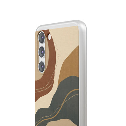Abstract Earth Tone Phone Case — Boho Wavy Flexi Case