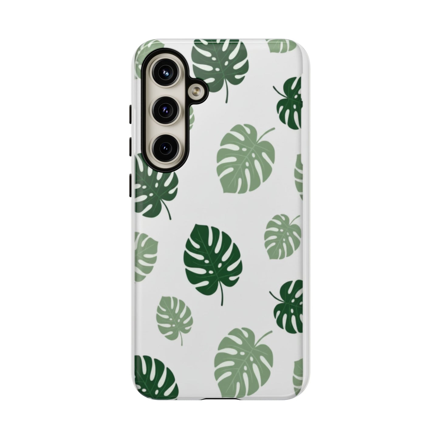 Monstera Leaf Tough Phone Case – Tropical Green Palm Pattern Protective Cover