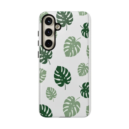 Monstera Leaf Tough Phone Case – Tropical Green Palm Pattern Protective Cover