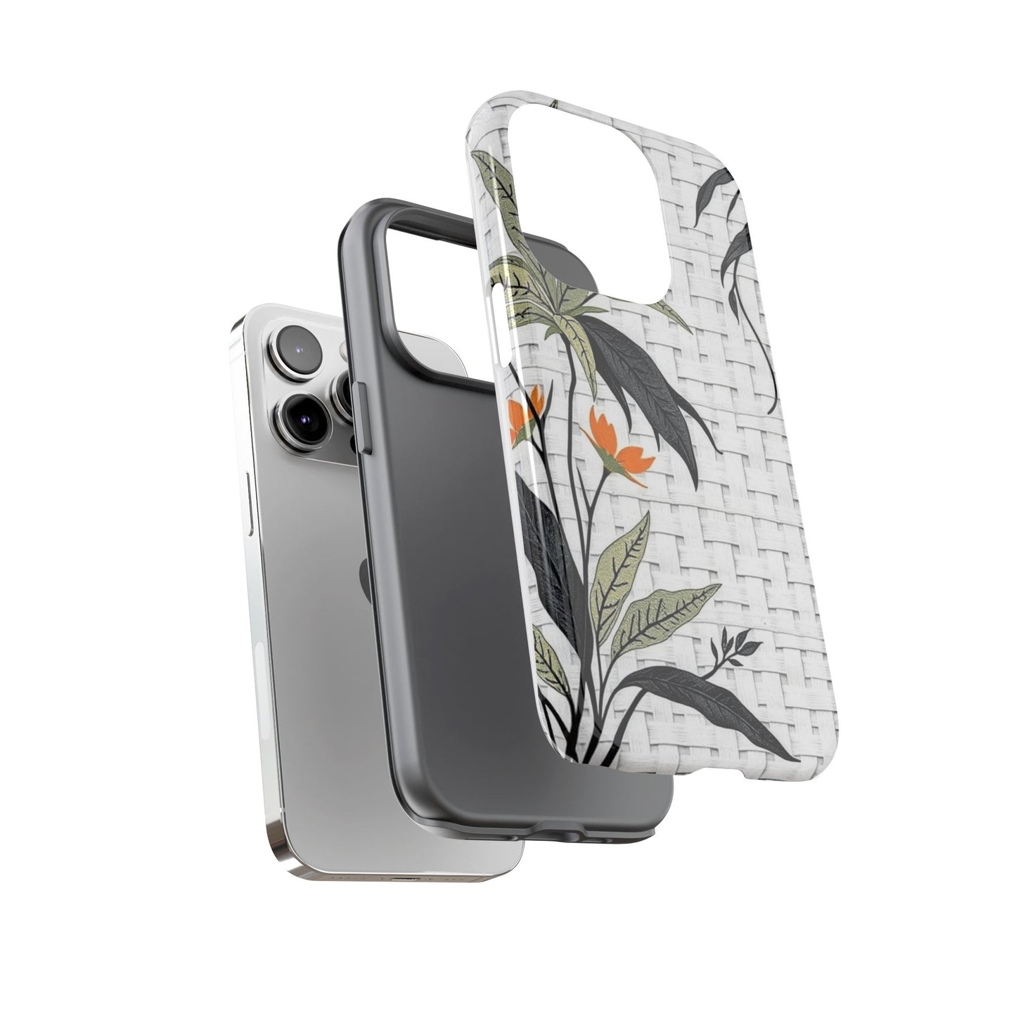 Floral Woven Tough Phone Case — Protective Botanical iPhone Cover