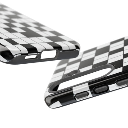 Crossword Grid Phone Case — Black & White Puzzle Pattern Tough Phone Cover