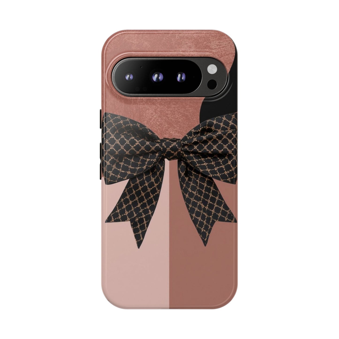 Bow Stripe Tough Phone Case – Pink Mauve Protective Cover