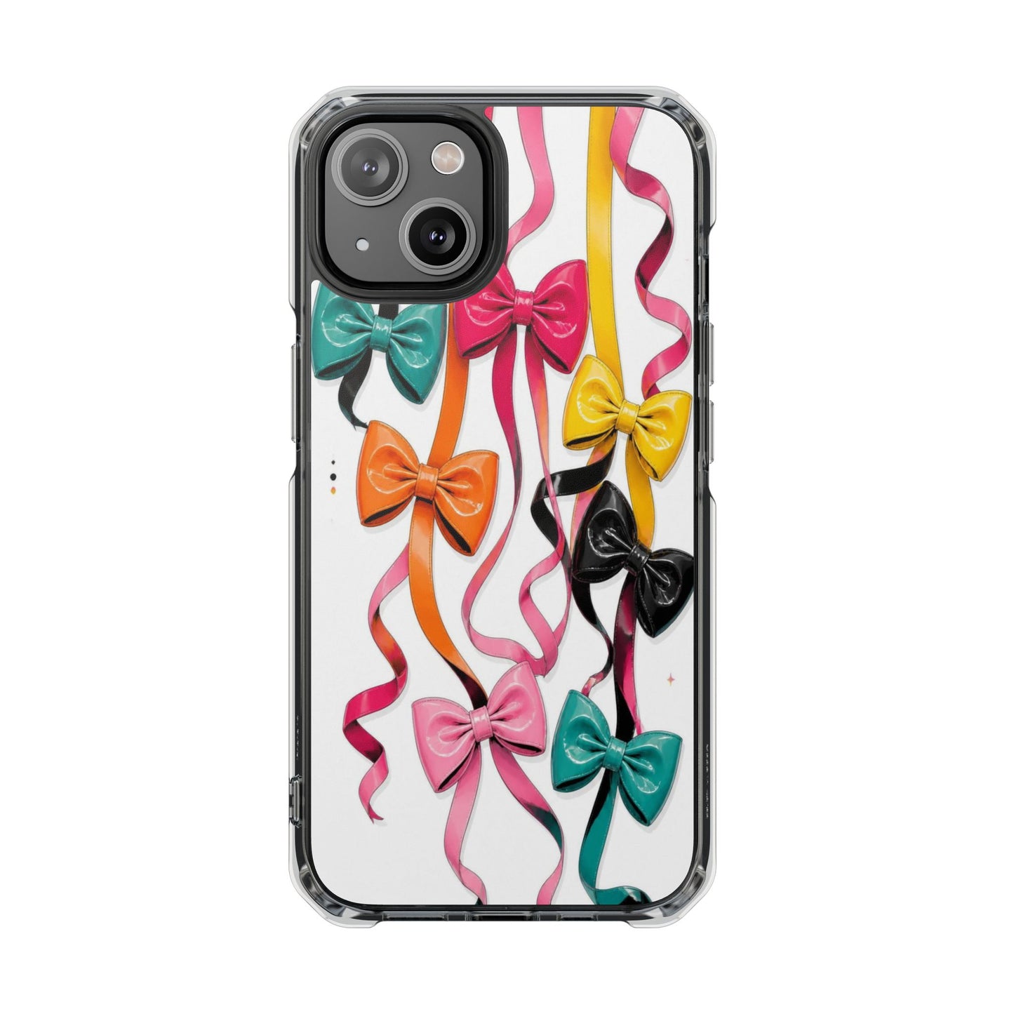 Clear Magnetic Phone Case — Colorful Ribbon Bows Design
