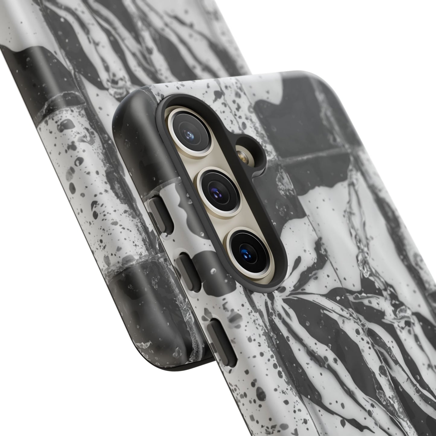 Monochrome Tile Floral Tough Phone Case