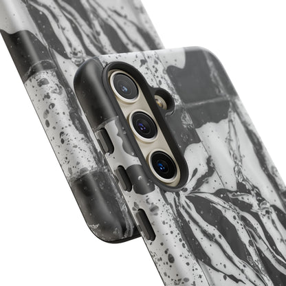 Monochrome Tile Floral Tough Phone Case