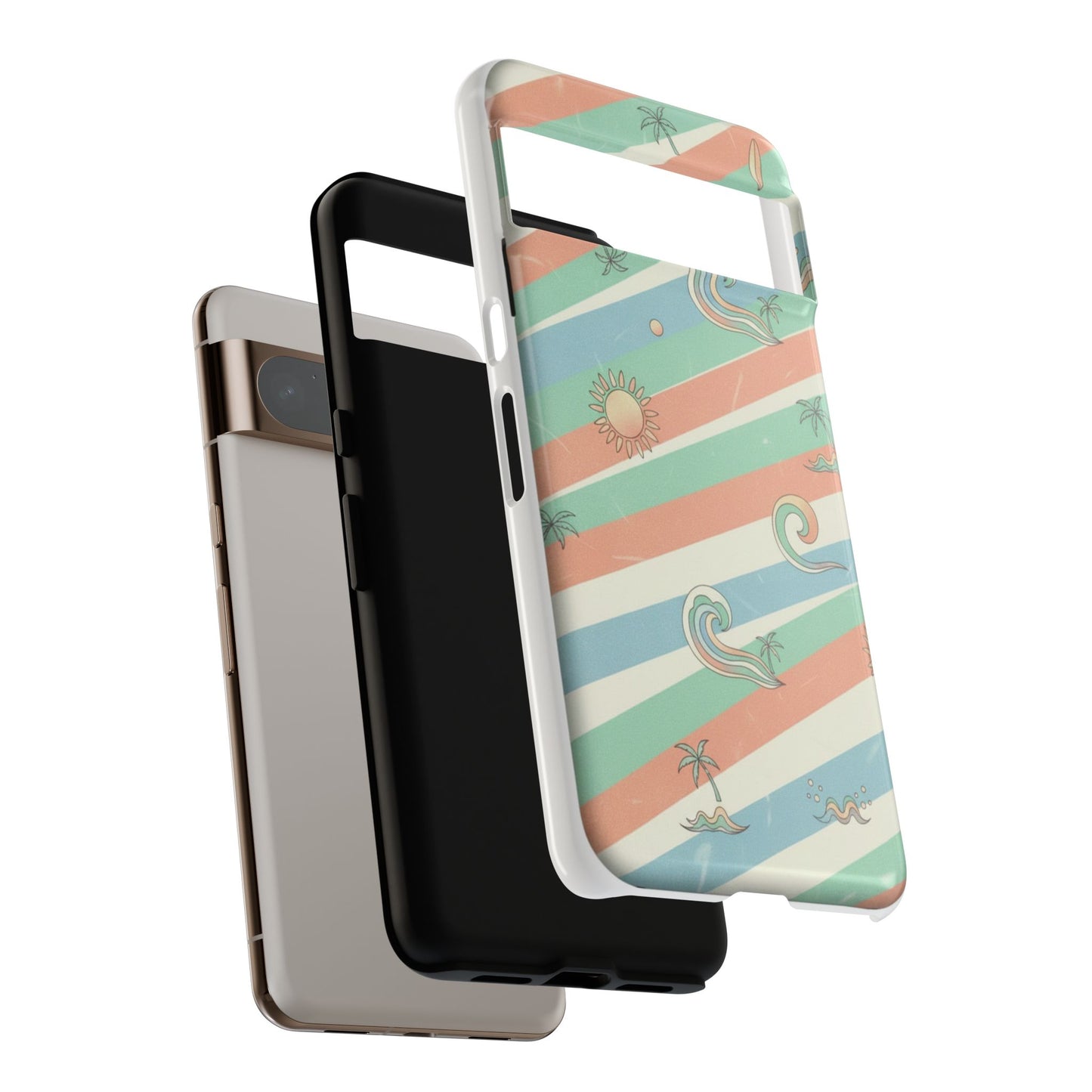 Surf Stripe Tough Phone Case — Retro Beach Waves Pattern