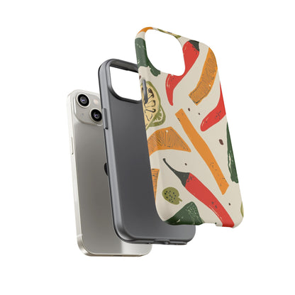 Spicy Peppers Phone Case – Colorful Chili, Lime & Citrus Pattern