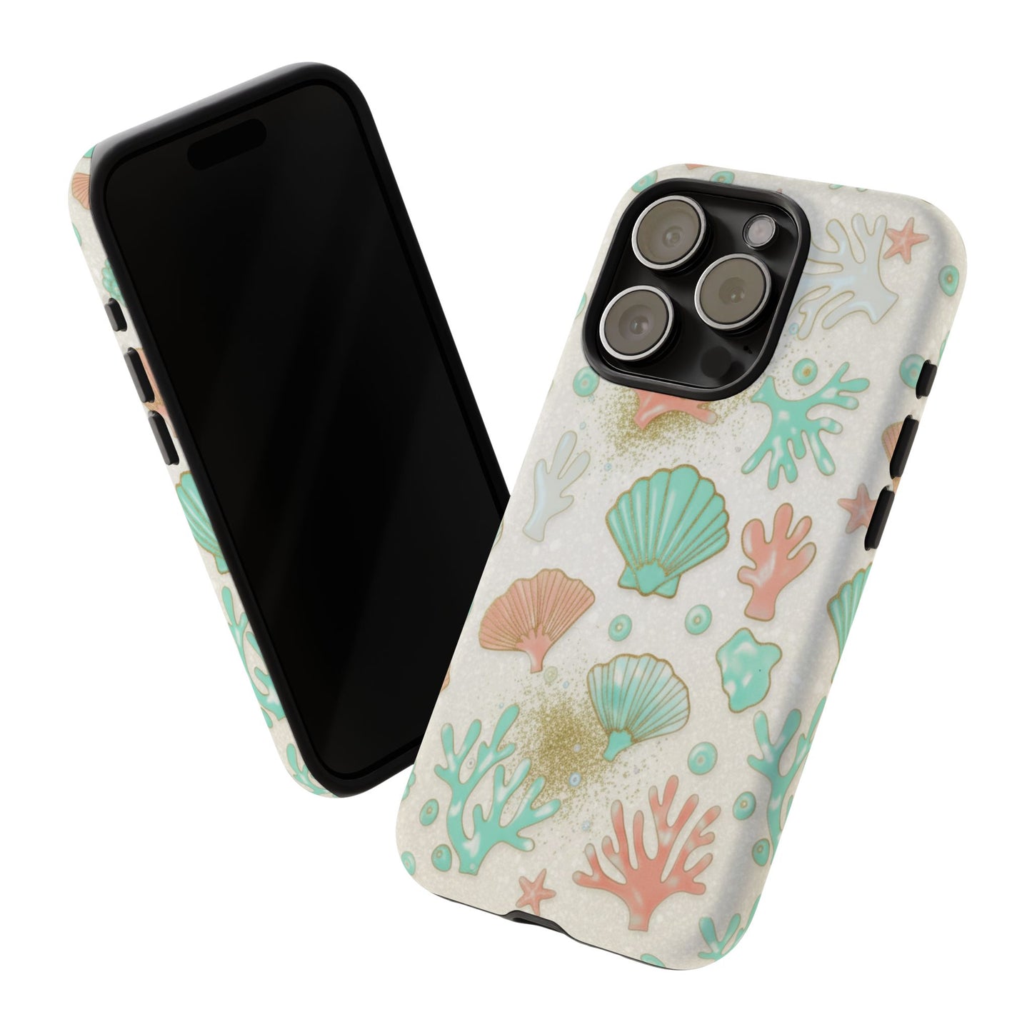 Seashell Coral Phone Case — Pastel Beach Shells Protective Tough Case