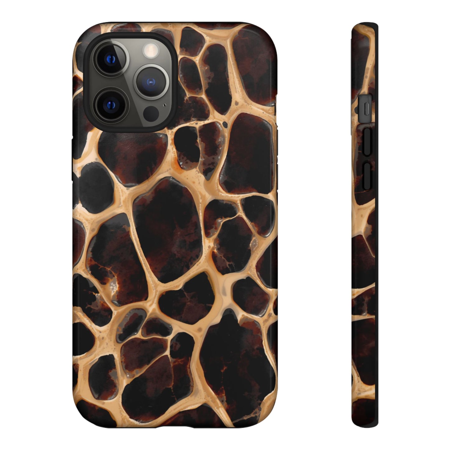 Phone Case — Brown Leather Dot Texture Rugged Protective Cover