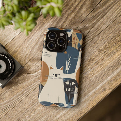 Cat Pattern Phone Case – Retro Abstract Cats Protective iPhone Cover