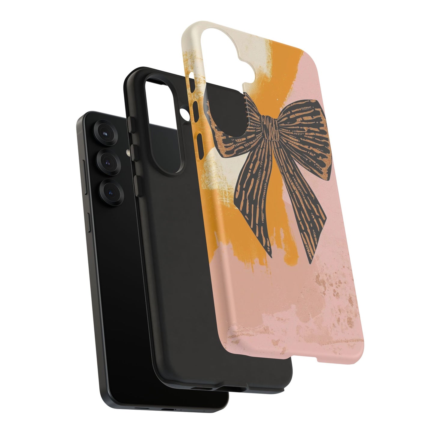 Bow Brushstroke Tough Phone Case — Pink & Mustard