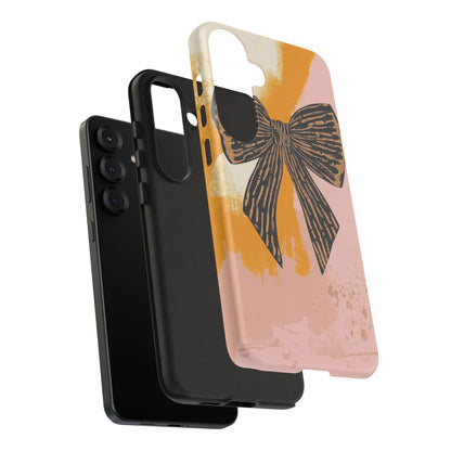 Bow Brushstroke Tough Phone Case — Pink & Mustard