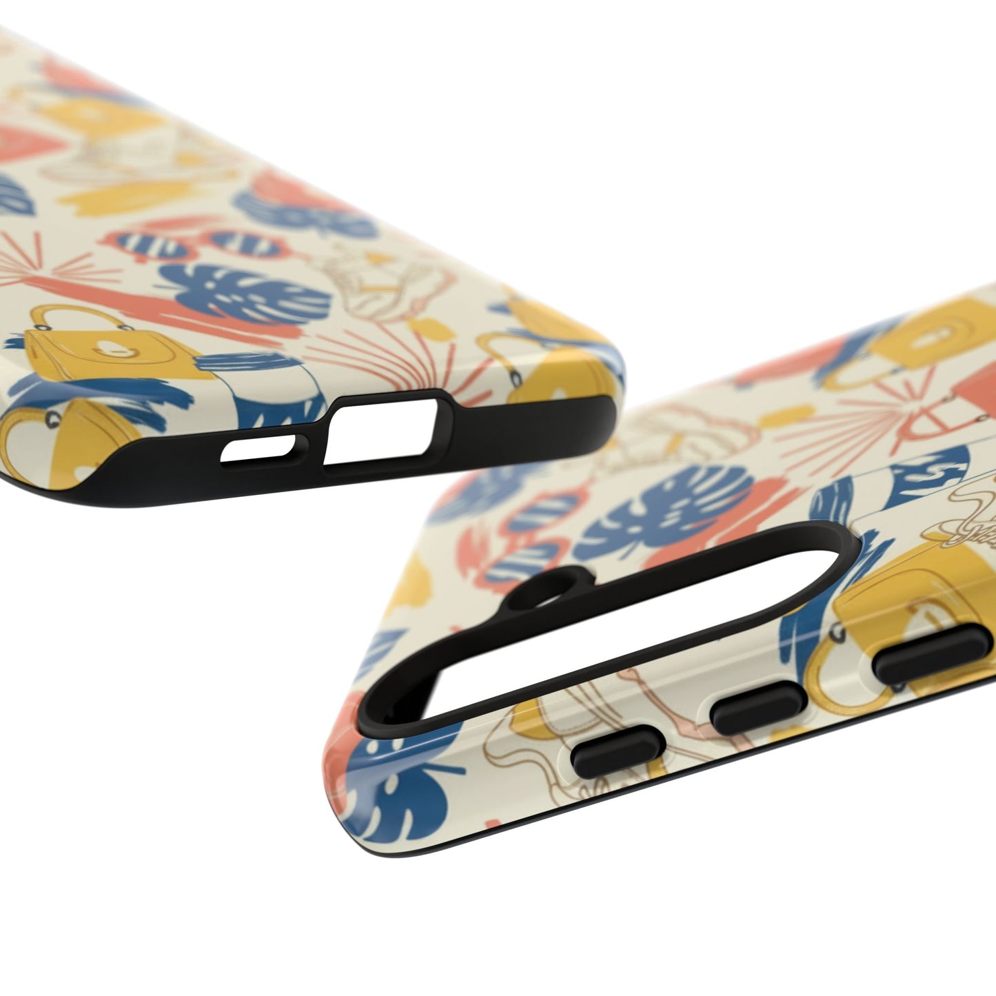 Tough Cases: Retro Summer Pattern Phone Case – Sunglasses, Sneakers & Tropical Leaves
