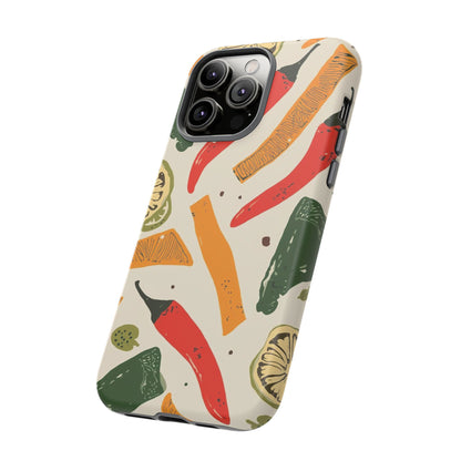 Spicy Peppers Phone Case – Colorful Chili, Lime & Citrus Pattern