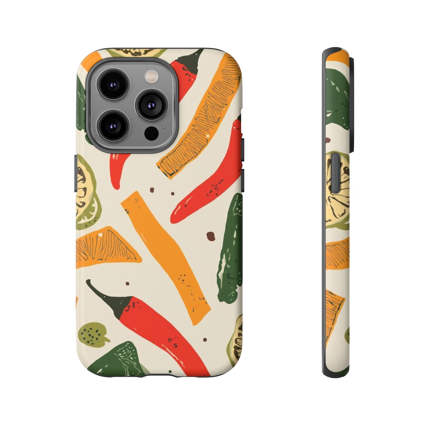 Spicy Peppers Phone Case – Colorful Chili, Lime & Citrus Pattern