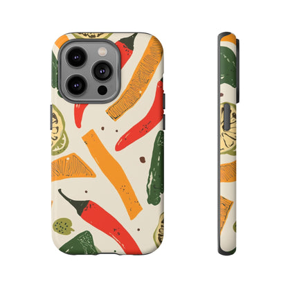 Spicy Peppers Phone Case – Colorful Chili, Lime & Citrus Pattern