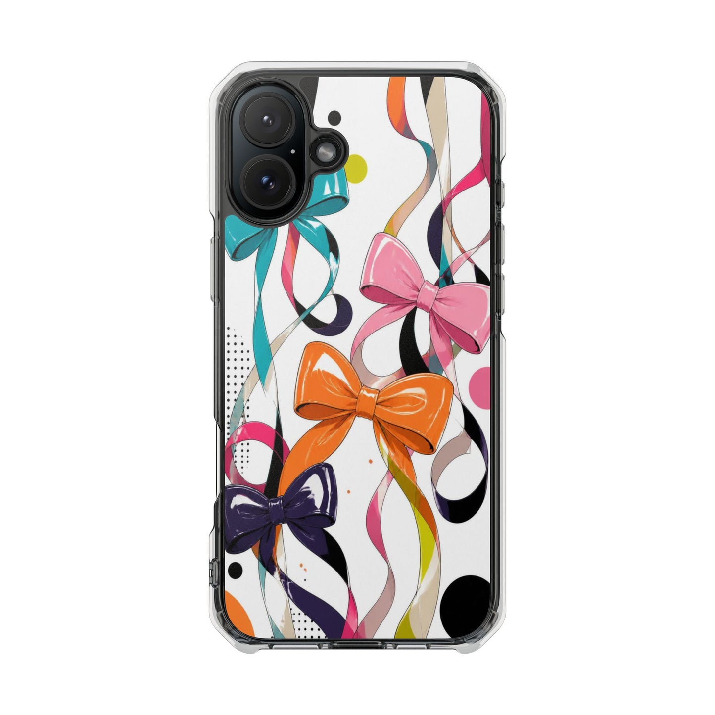 Clear Magnetic Phone Case — Colorful Ribbon & Bow Design