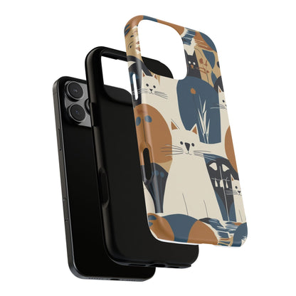 Cat Pattern Phone Case – Retro Abstract Cats Protective iPhone Cover