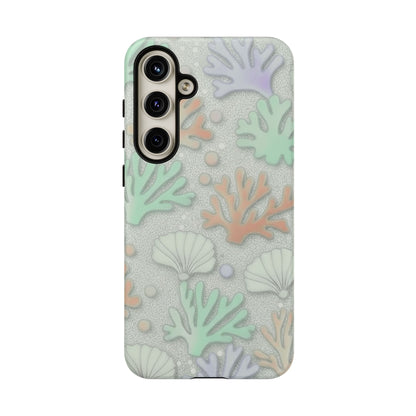 Pastel Coral Reef Tough Phone Case – Sea Shell & Coral Pattern Durable Protector
